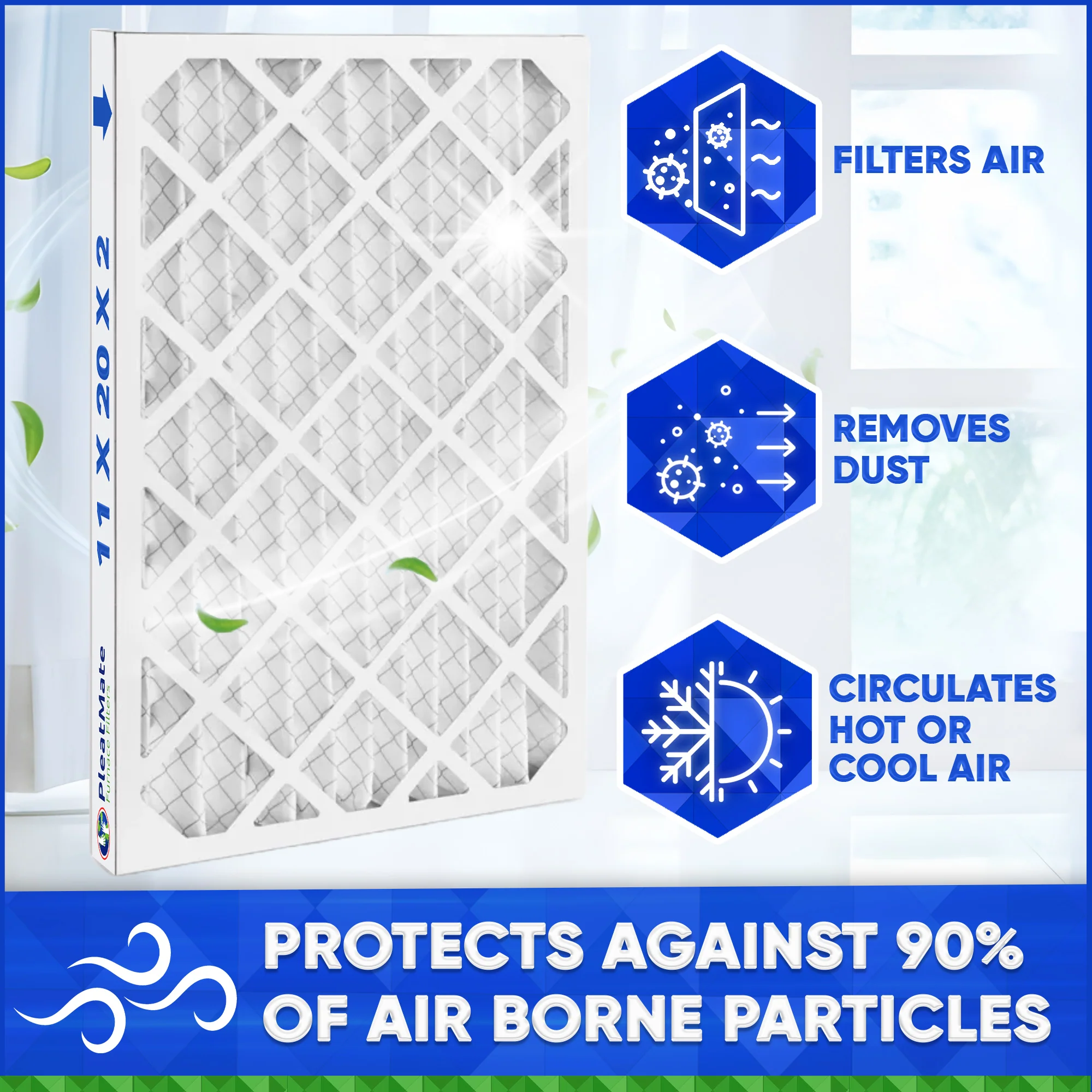 11x20x2 Furnace Filter MERV 8 Pleated Filters. Case of 12 - Image 3