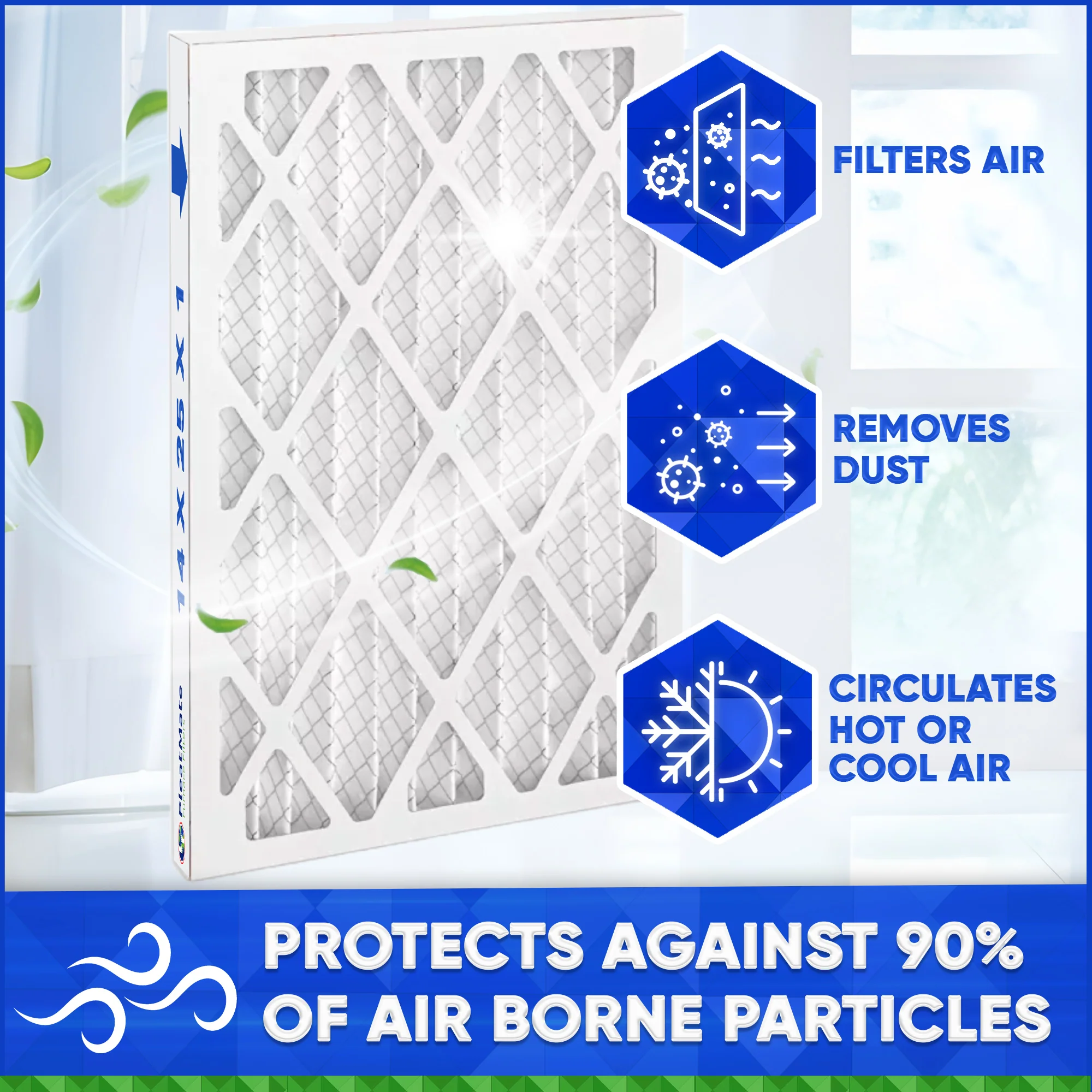 14x25x1 Furnace Filter MERV 8 Pleated Filters. Case of 12 - Image 3