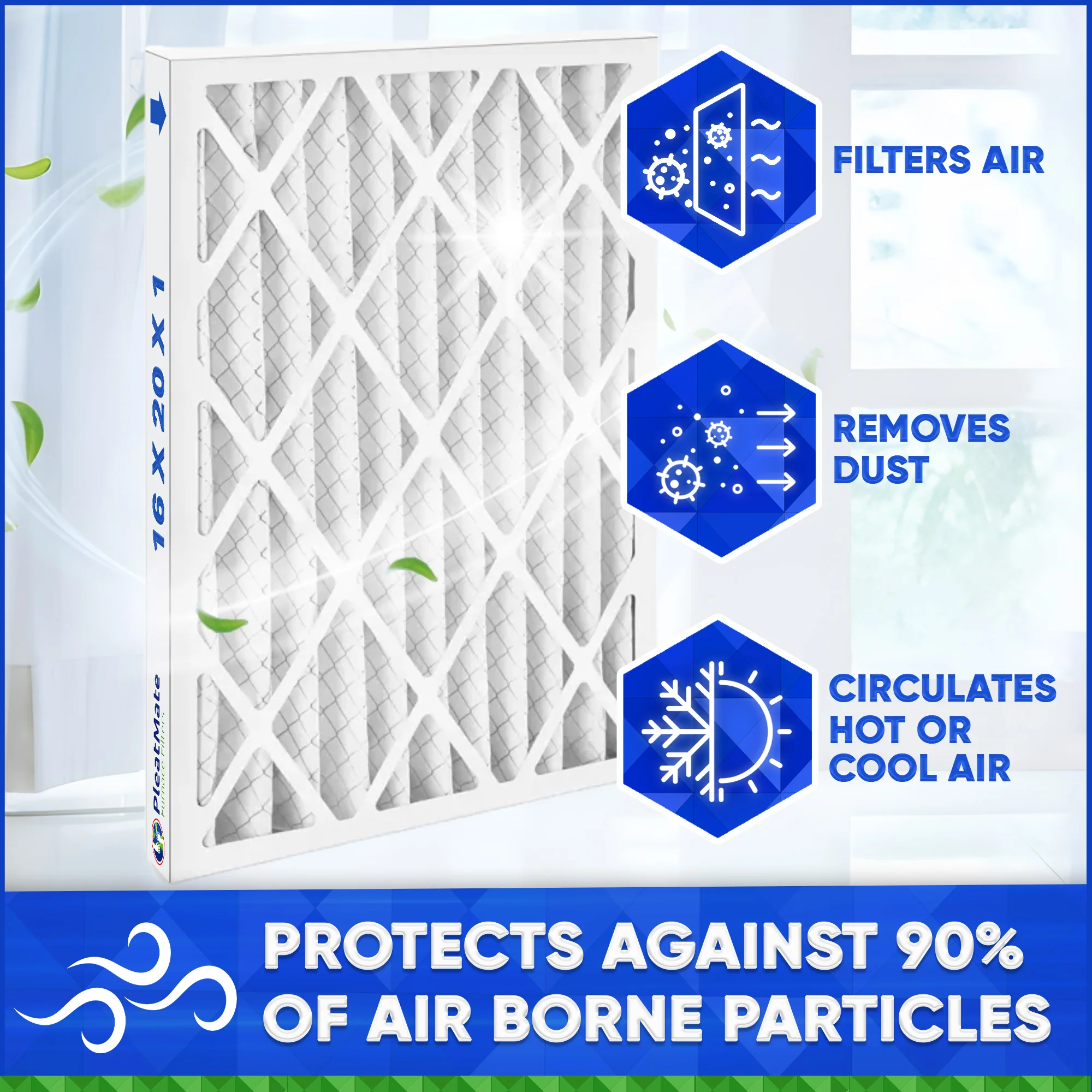 16x20x1 Furnace Filter MERV 8 Pleated Filters. Case of 12 - Image 3
