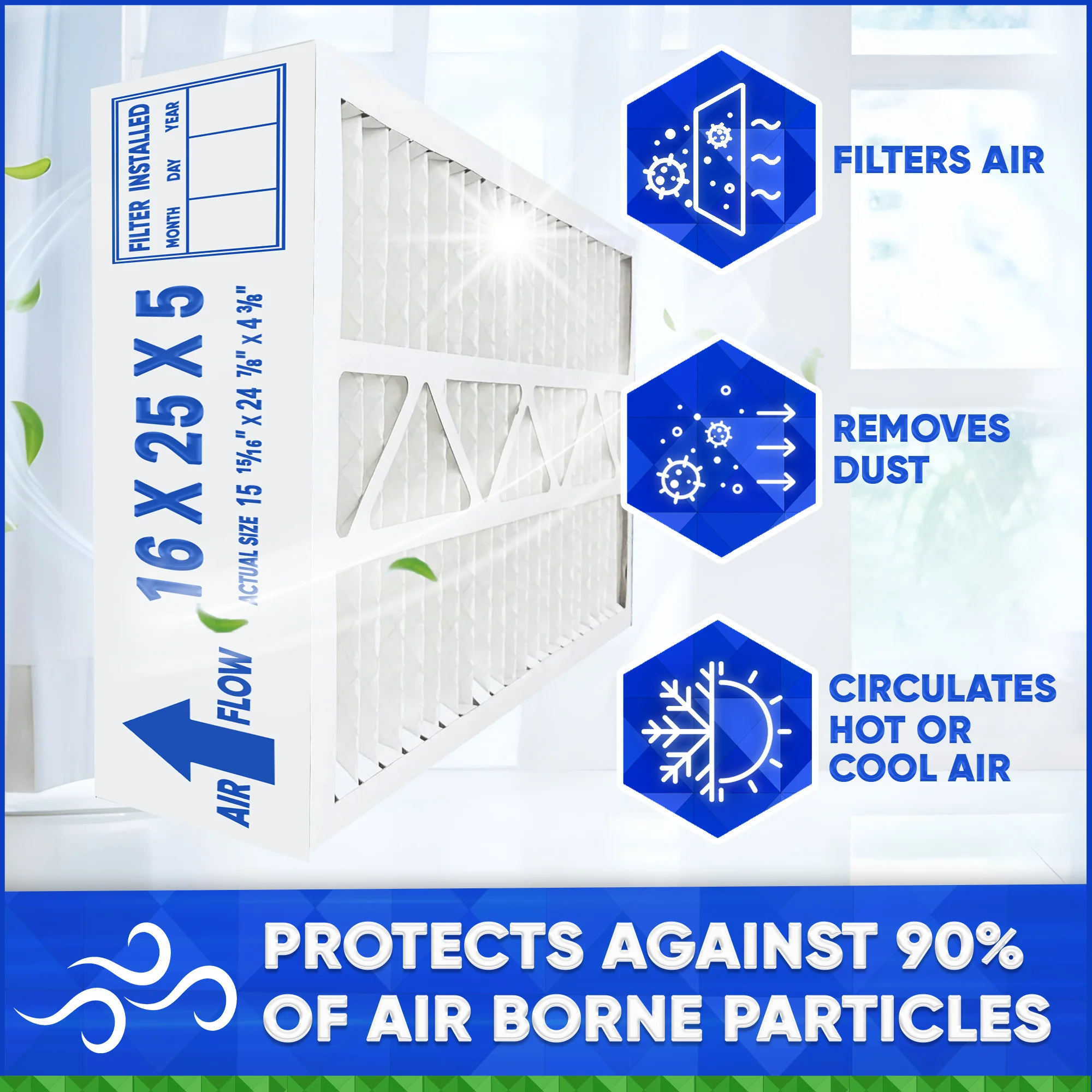 Honeywell 16x25x4 Model FC100A1029. Actual Size 15 15/16" x 24 7/8" x 4 3/8" MERV 11. Case of 3 Generic - Image 3