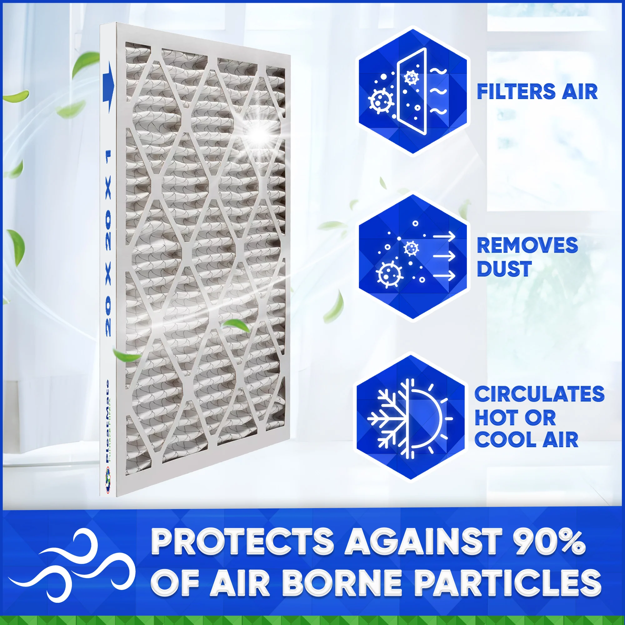 20x20x1 Furnace Filter MERV 8 Pleated Filters. Case of 12 - Image 3