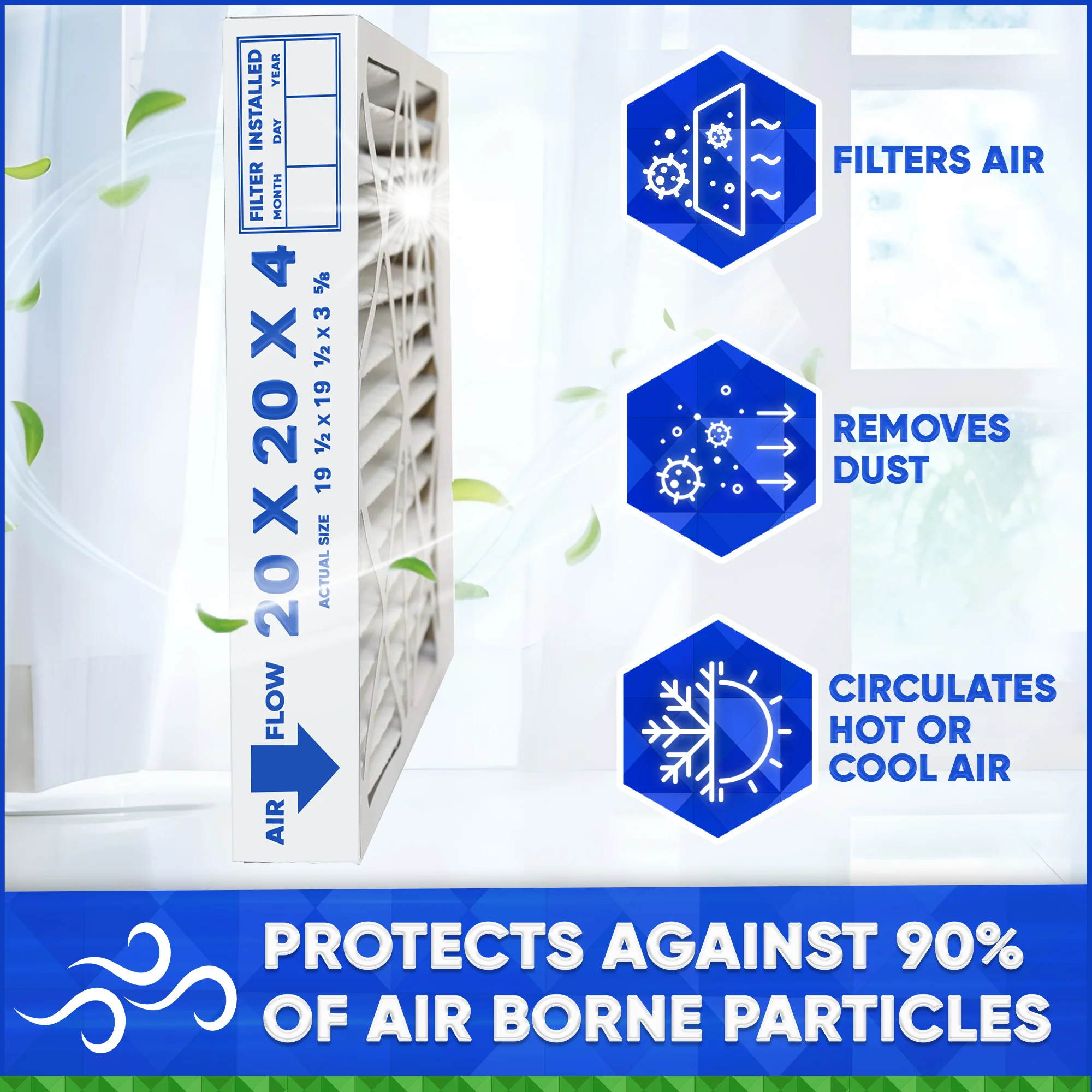 20x20x4 Furnace Filter 20 x 20 x 3.68" MERV 11 Rated Pleated Filters. Case of 4 - Image 3