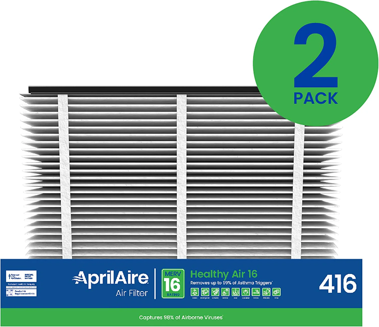 Aprilaire 416 Furnace Filter MERV 16 Replacement Media. Package of 2 - Image 2