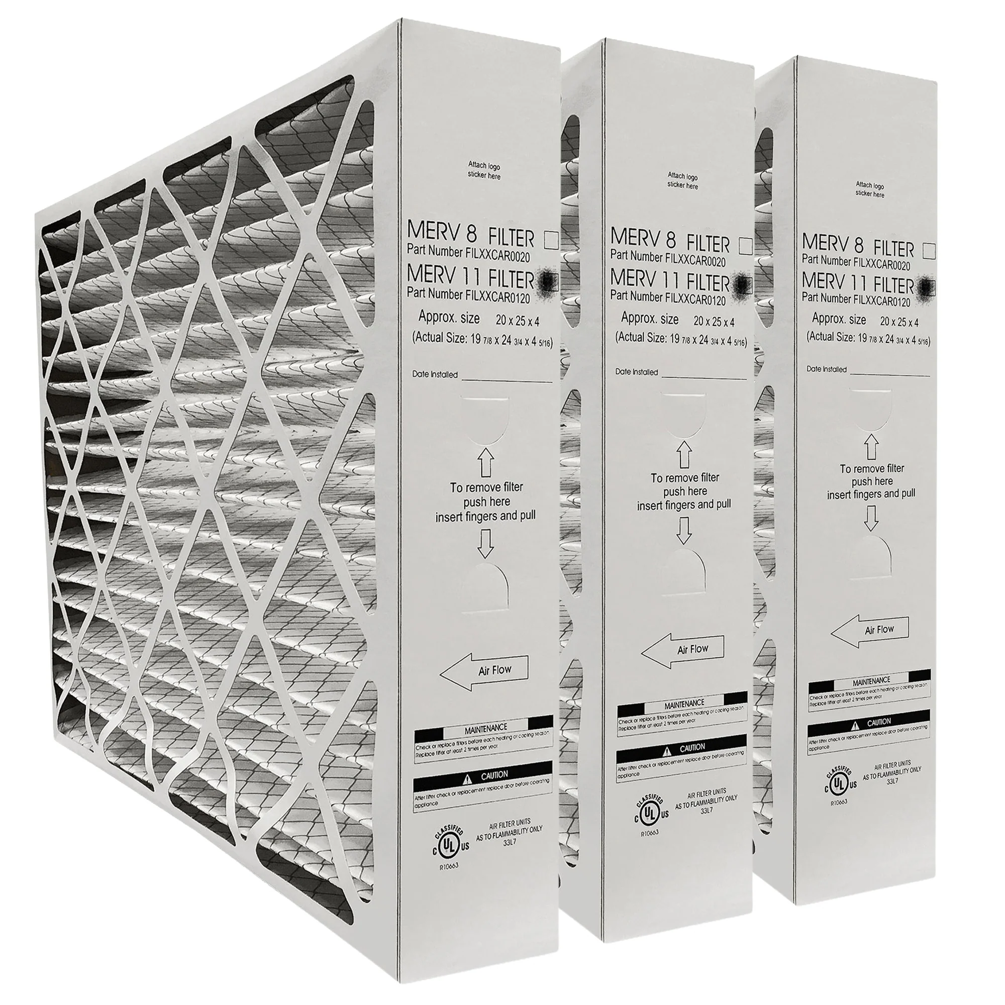 Bryant 20 x 25 x 4 5/16" FILBBCAR0120 Genuine Original Furnace Filter MERV 11 Rated Actual/Exact Size:19 3/4" x 24 3/4" x 4 5/16". Case of 3