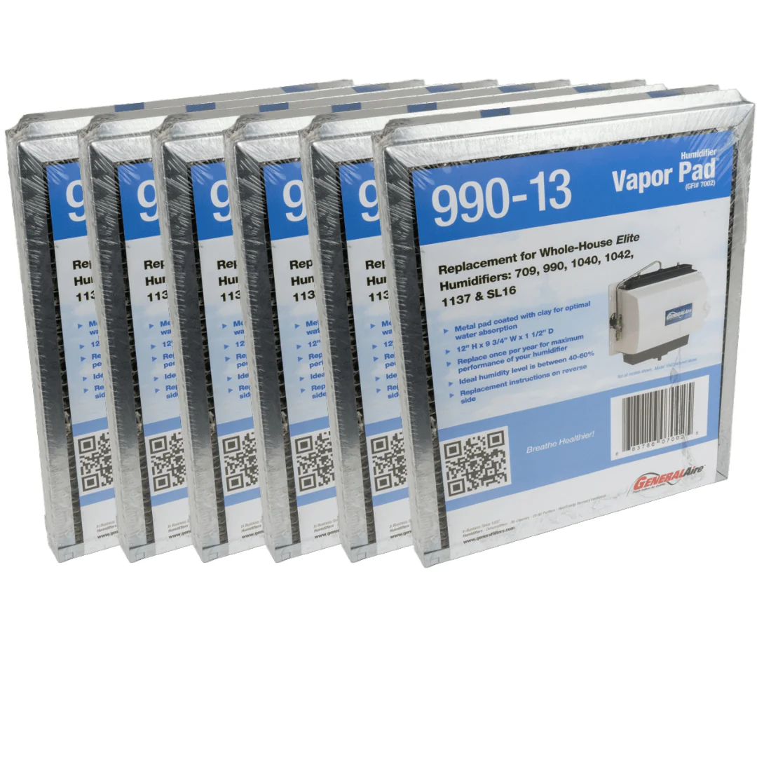Generalaire 990-13 Humidifier Vapor Pad for 1042 / 1040 Series GFI 7002 12" x 9 3/4" x 1 1/2" Package of 6