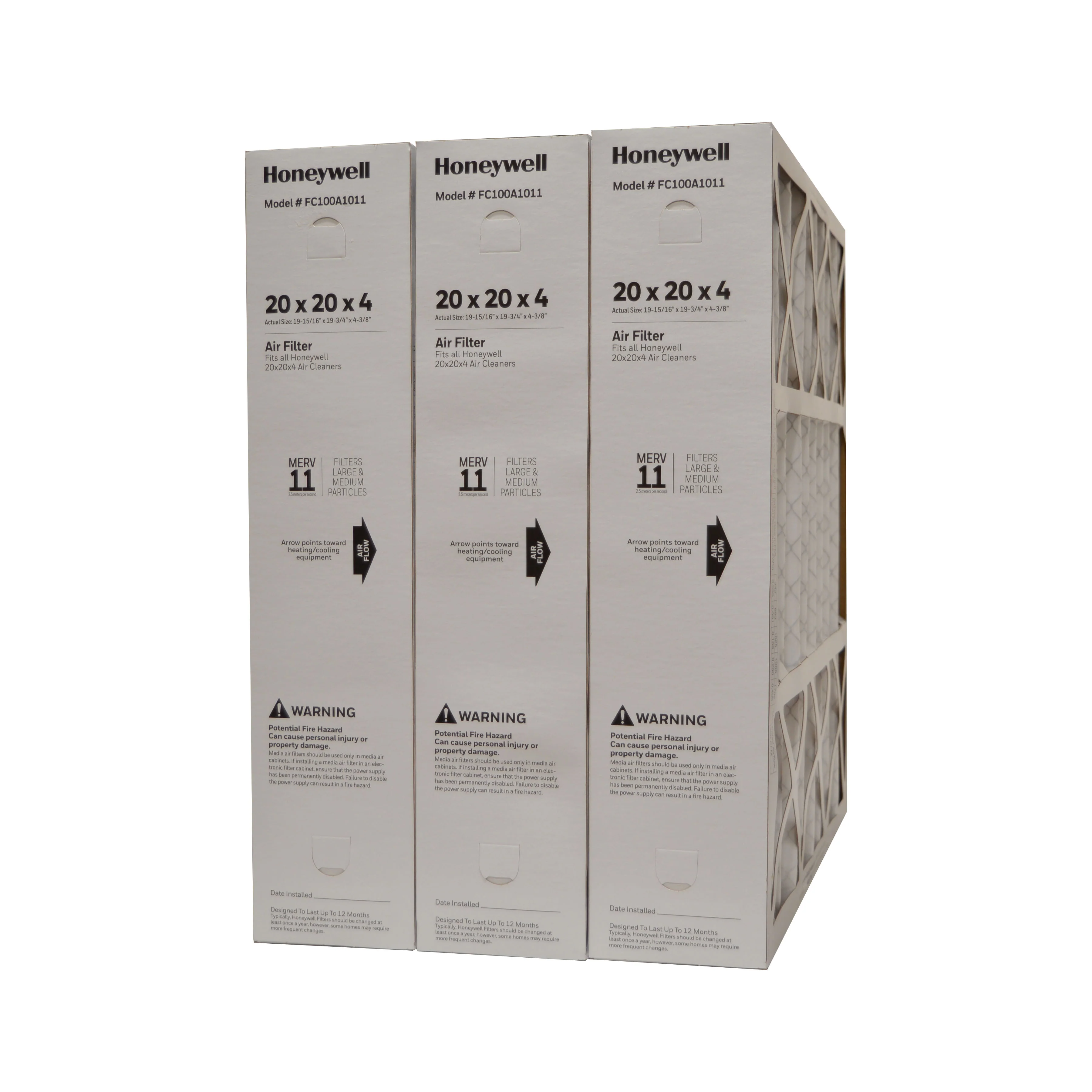 Honeywell 20x20x4 Electronic Air Cleaners Retrofit to 20x20 Media Air Cleaner. Part # FC100A1011. Package of 3.