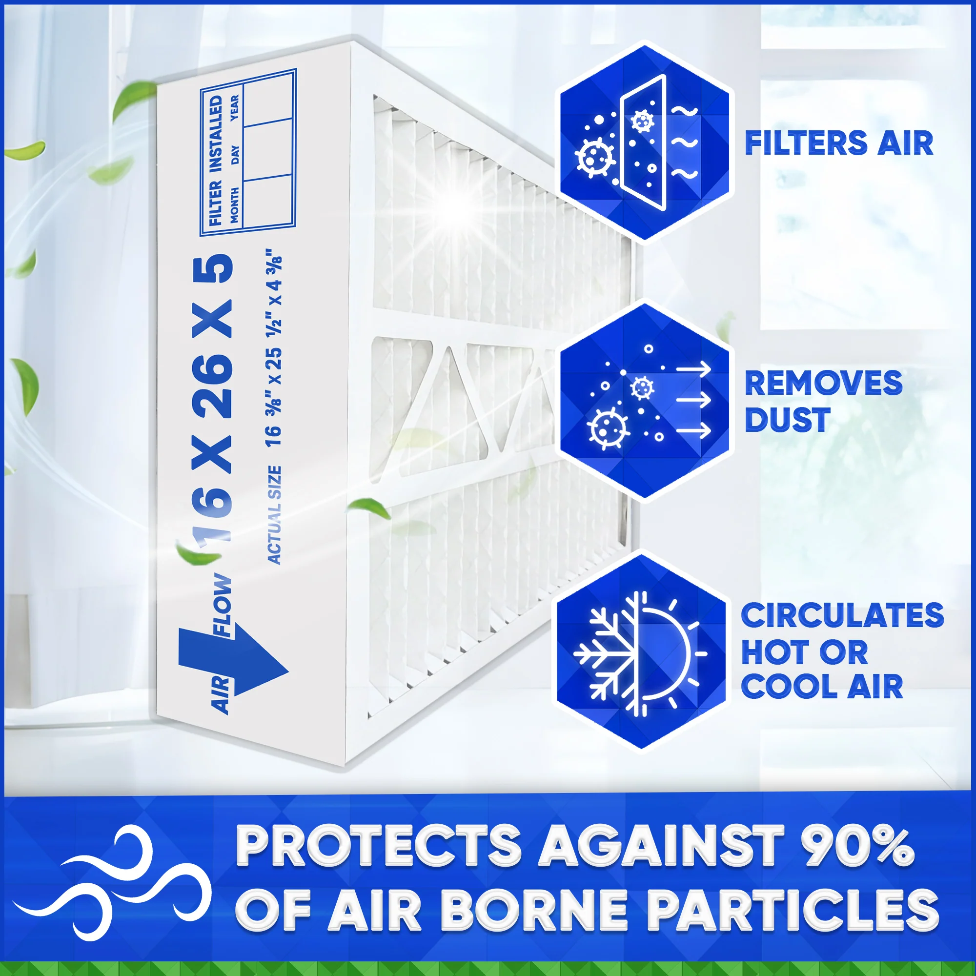 Lennox X8789 Furnace Filter 16x26x5 Aftermarket Size Replacement for Lennox Healthy Climate PC016-28 PureAir Air Cleaner. Case of 3 - Image 3