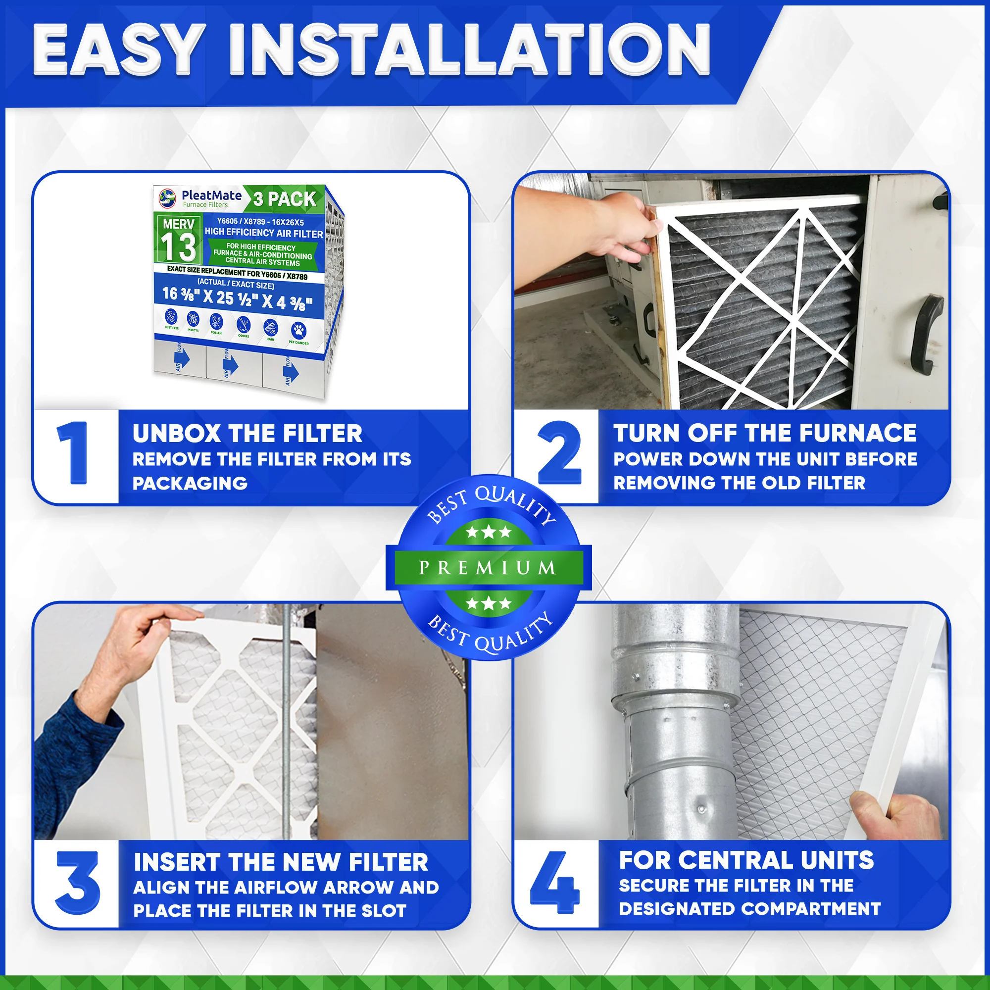 Lennox X8789 Furnace Filter 16x26x5 Aftermarket Size Replacement for Lennox Healthy Climate PC016-28 PureAir Air Cleaner. Case of 3 - Image 6