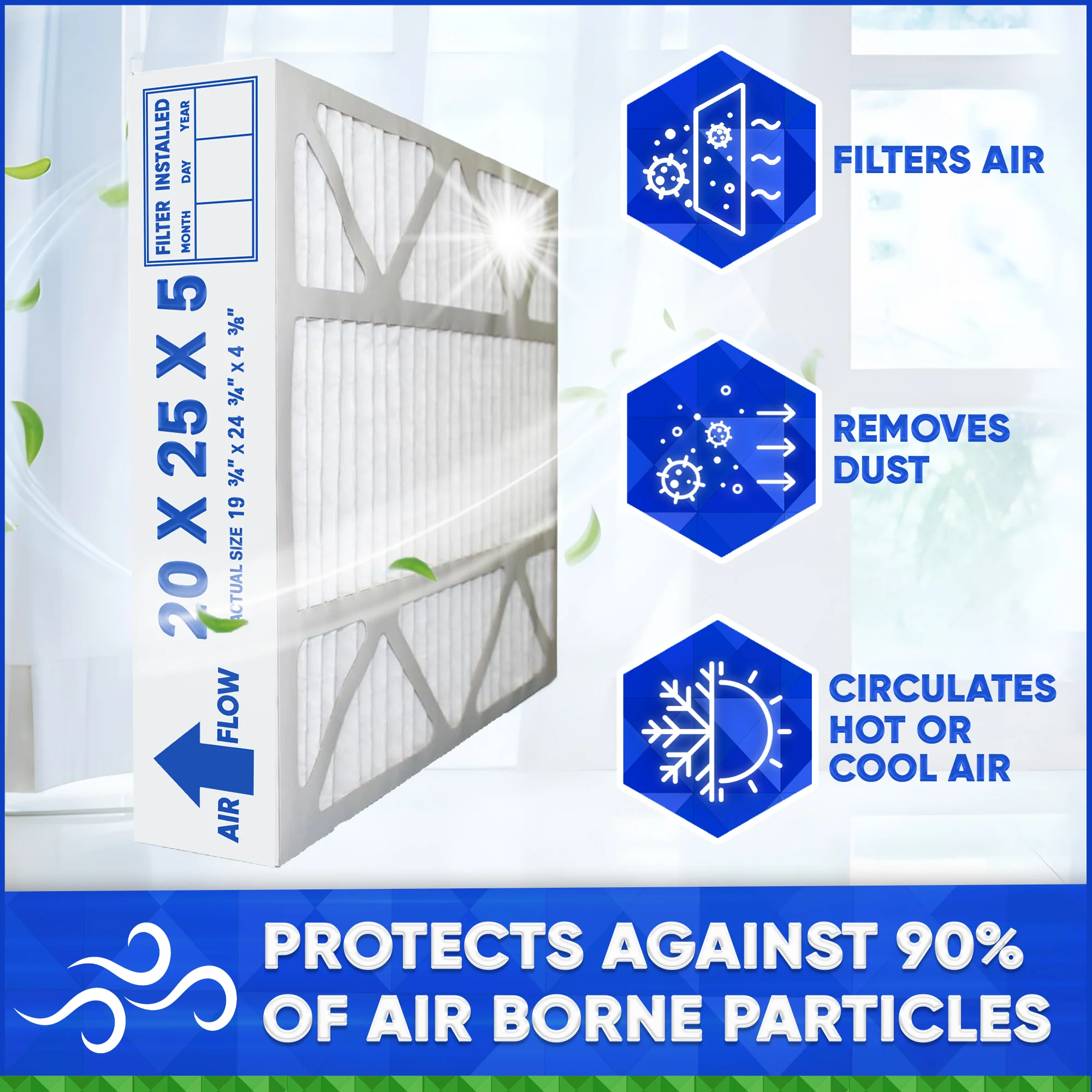 Lennox X6673 20x25x5 MERV 8 Replacement. Actual Size 19 3/4" x 24 3/4" x 4 3/8." Made in Canada by Furnace Filters.Ca Pkg. of 3 - Image 3