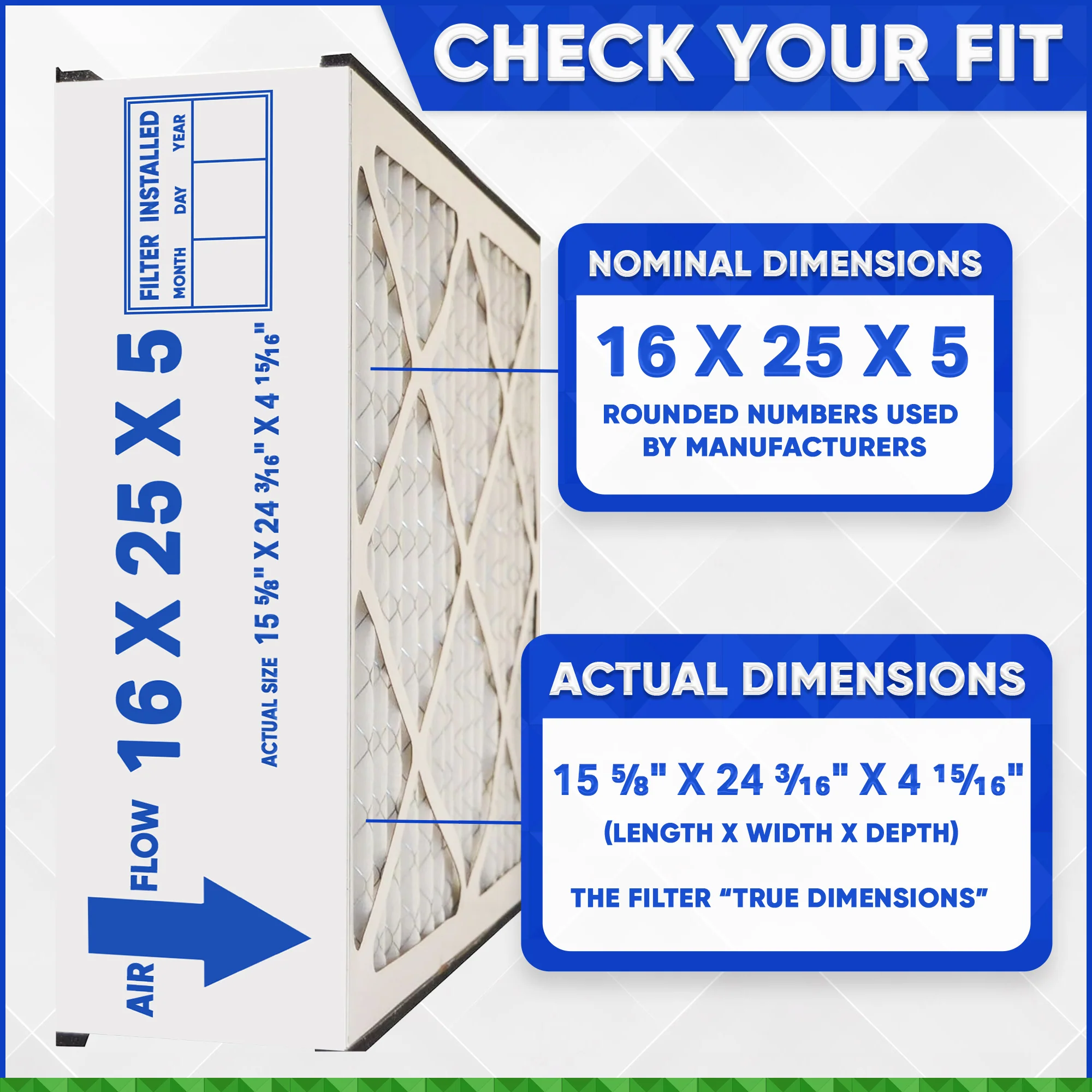 Reservepro 16x25x5 GF 4511 MERV 10, fits Mac 1400 Air Cleaners. Actual Size 15 5/8 x 24 3/16 x 4 15/16. Case of 3 Made by Furnace Filters.Ca - Image 2