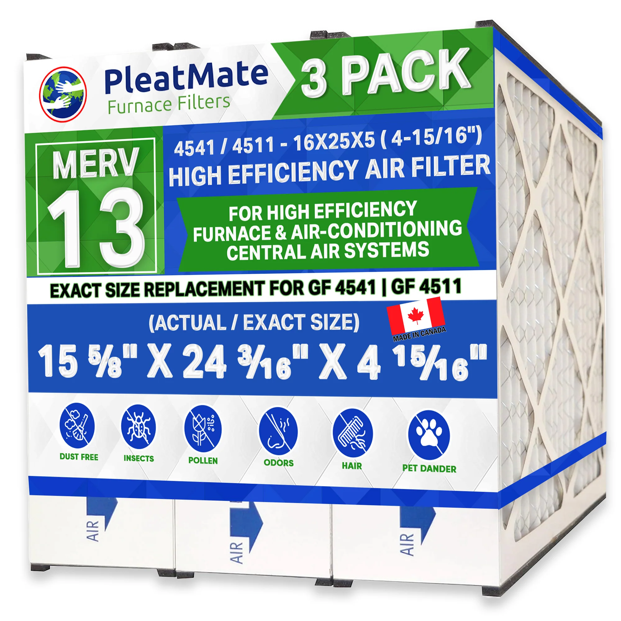 ReservePro 16x25x5 GF 4511 / 4541 16x25x5 MERV 13 for Mac 1400 Air Cleaners. Case of 3. Made by Furnace Filters.Ca