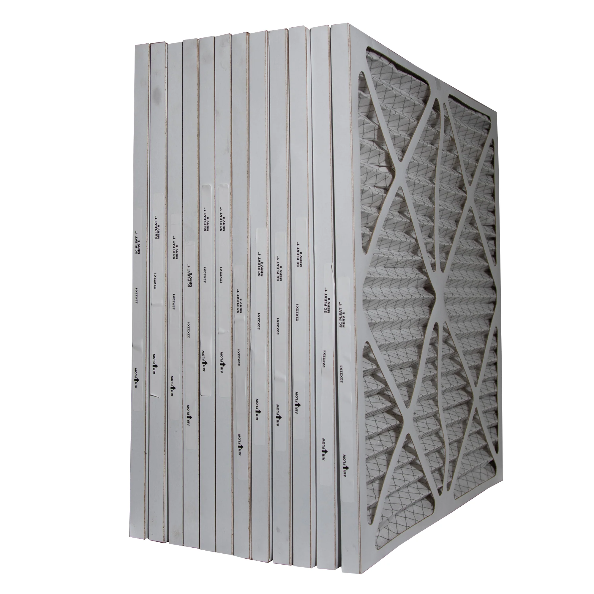 Standard 22x22x1 MERV 8 Pleated Filters. Case of 12