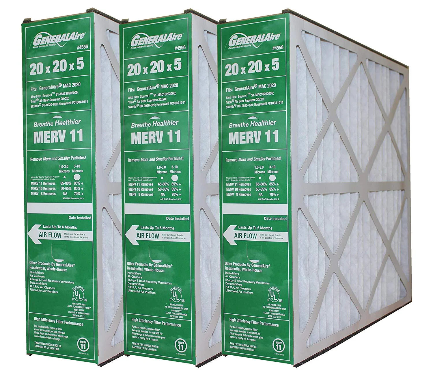 York 20x20x5 Part # S1-MAC202005 or GF4531 / 4556 MacTwenty, 20x20x5 MERV 11. Package of 3